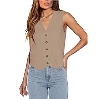 Floral Find Womens Casual Button Down Sleeveless Vest Fully Lined V Neck Business Jacket Waistcoat with Pocket