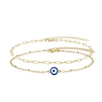 Tarsus Gold Plated Evil Eye Bracelet/Anklets Layered Amulet Nazar for Women Girls