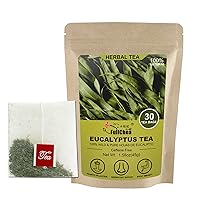 Natural Eucalyptus Tea Bag 30 Teabags, 1.5g/bag - 100% Pure Hojas de Eucalipto - Non-GMO - Caffeine-free - Boost Respiratory Health