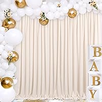 Wrinkle Free Ivory Backdrop Curtains 2 Panels 5ftx8ft Polyester Wedding Backdrop Drapes for Arch Party Stage Ceremony Photography Fall Decor