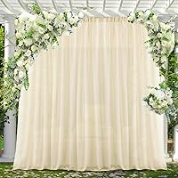 H.VERSAILTEX Beige Backdrop Curtain Drapes for Parties Sheer Chiffon Photography Backdrop Drapes for Wedding Party Decoration 5ft x 10ft Party Backdrop Drapes with Rod Pockets, Set of 2 Panels