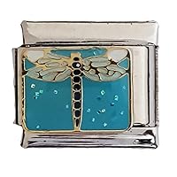 Italian Charm Bracelet Stainless Steel 9mm - Dragon Fly In the Blue Sky - Good News Charm -New Bay - Nature Lover