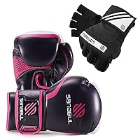Sanabul Gel Boxing Gloves (Black/Pink, 14oz) and Hand Wraps (Black/White, L/XL) | Pro-Tested Gear for Men and Women | Perfect for MMA, Muay Thai, Kickboxing, and Heavy Bag Work