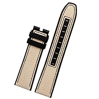 22mm Canvas Rubber Watch Strap Men Wrist Band Bracelet for Tissot Series Soft Watchbands (Color : Khaki No Clasp, Size : 22mm)