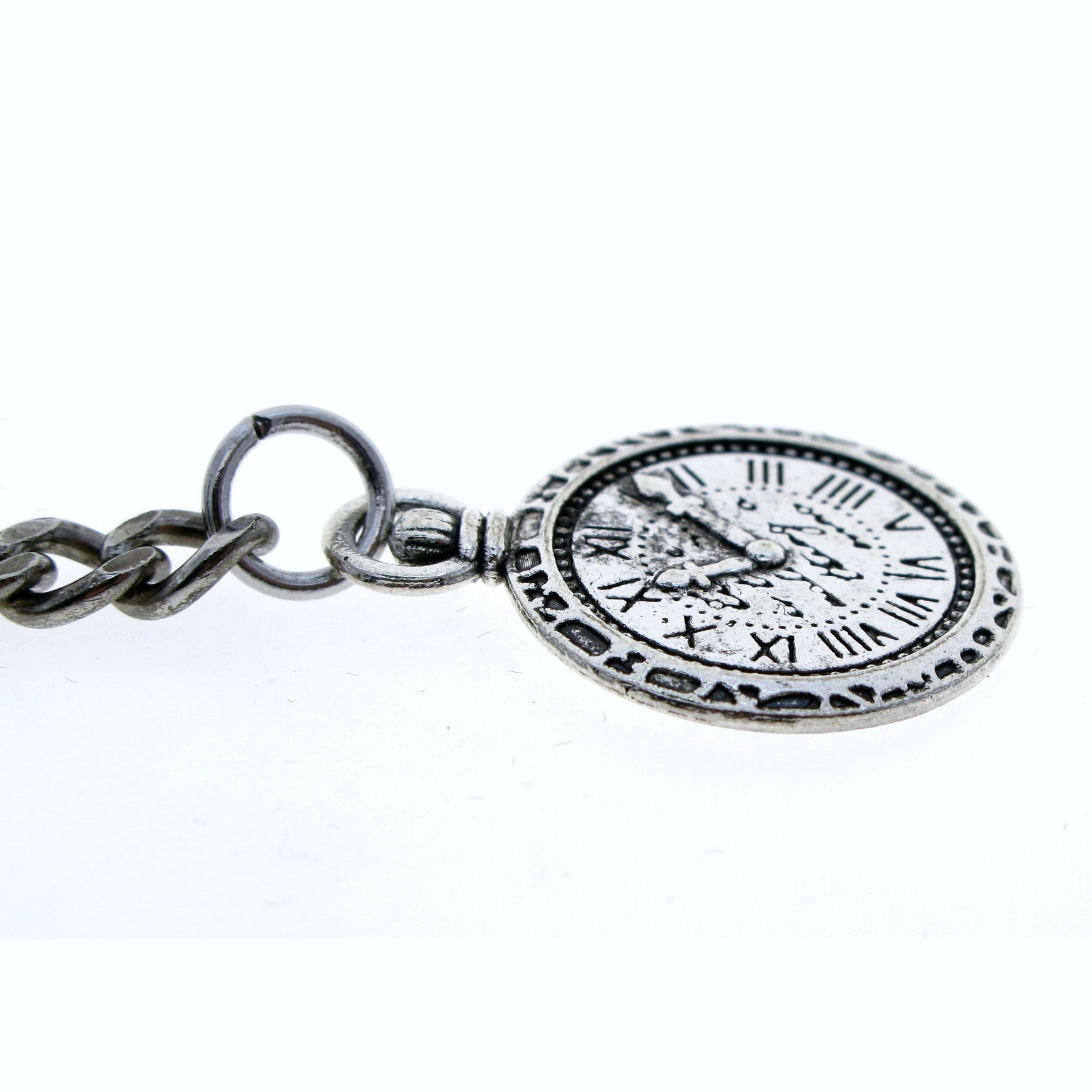 Albert Chain Silver Color Pocket Watch Chains for Men with Mini Pocket Watch Design Fob T Bar AC36