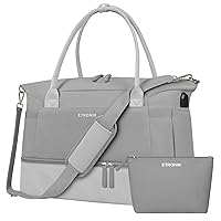 ETRONIK Gym Bag for Women, Canvas Duffle Bag with USB Charging Port, Weekender Overnight Bag with Wet Pocket and Shoes Compartment for Women, Travel, Gym, Yoga, Grey