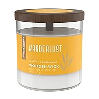 Essential Elements by Candle-Lite Company Wood Wick Scented Candle, Wanderlust, One 16 oz. Single-Wick Aromatherapy Candle with 50 Hours of Burn Time, White