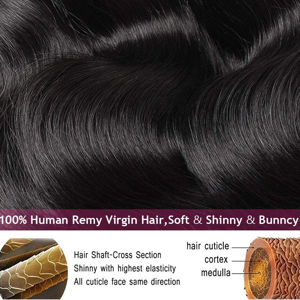 Fheaicr Brazilian Body Wave Human Hair Bundles 12A Unprocessed Remy Human Hair Bundles Weave Hair Human Bundles Brazilian Hair Bundles For Black Women Body Wave 3 Bundles (323436 inch)