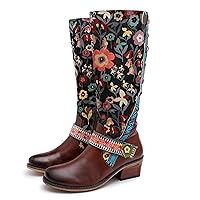 Artisan Handmade Women's Cowboy and Knight Boots - High Heels and Flat Bottoms Genuine Sheepskin, Ethnic and Vintage Style for Ladies and Girls