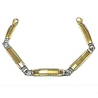 Jewelry Affairs 14k Yellow And White Gold Fancy Link Mens Bracelet, 8.25