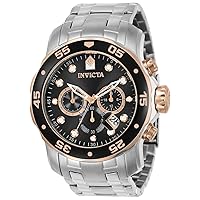 Invicta Men's 80036 Pro Diver Chronograph Black Dial Stainless Steel Watch