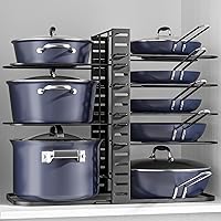 ORDORA Pots and Pans Organizer: Under Cabinet, Adjustable 8-Tier Pot Organizers inside Cabinet, Kitchen Organizers and Storage Fit 6-11 inch Lightweight Cookware