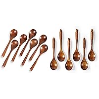 7 PCS 7 Inch Wooden Soup Spoons and 6 PCS Wooden Spoons for Honey