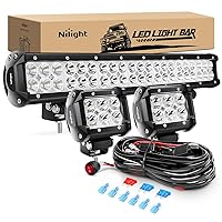 ZH002 20Inch 126W Spot Flood Combo Off Road Led Light Bar 2PCS 18w 4Inch LED Pods With 16AWG Wiring Harness Kit-3 Lead For Tractor, 2 Years Warranty