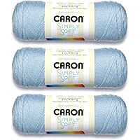 (3-Pack) Caron Simply Soft 100% Acrylic Yarn ~ SOFT BLUE # 9712 ~ 6 oz. Skeins