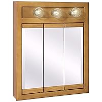 530592-NOK Richland Medicine 3-Light Durable Assembled Frame Bathroom Wall Cabinet with Mirrored Doors, 24