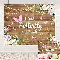 Rustic Wood Butterfly Backdrop for Baby Shower A Little Butterfly is On The Way Backdrops Purple Pink Floral Girls Princess Photography Background Birthday Party Decoration Banner 10x8ft