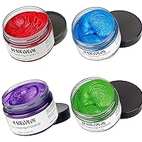 Temporary Hair Color Wax,Hair Wax Color Spray,Hair Color Dye Ash for Cosplay,Party,Masquerade, Halloween.etc (Green Blue Purple Red)