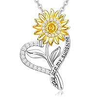 18K Gold Plated Sunflower Necklaces for Women, Sunflower Gifts for Her, Birthday Gift for Wife Valentines Gift Anniversary Girlfriend, Christmas Jewelery Gift for Daughter Mom Mothers Day, You are My