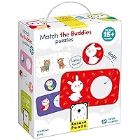 Banana Panda Match The Buddies Toddler Puzzles - Beginner Puzzles Set & Matching Activity with 12 Large 2-Piece Puzzles for Early Learning and Motor Skills Development, for Kids Ages 15 Months & up