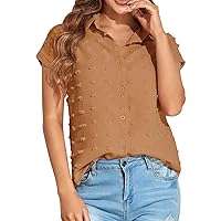Tank Tops for Men Women's Fashion Casual Summer Chiffon Loose Short Sleeve Button Up Shirt Top Women Shirts Sh