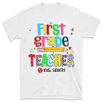 Personalized First Grade Teacher Shirt, Retro 1st Grade Teacher Shirt, Back to School, First Day of School, Rainbow 1st Grade Teacher Gift