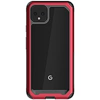 Ghostek Atomic Slim Pixel 4 XL Clear Case with Super Tough Space Metal Bumper Design Military Grade Heavy Duty Protection Wireless Charging Compatible Cover for 2019 Pixel 4XL (6.3 Inch) - (Red)