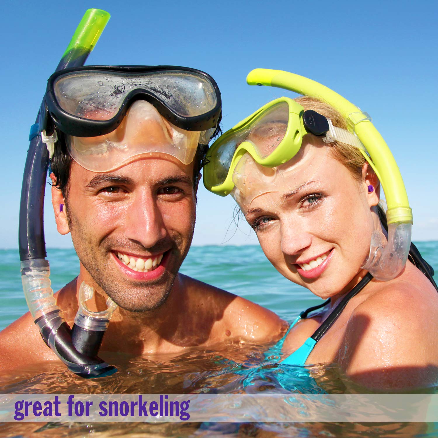 Mack's AquaBlock Swimming Earplugs - Comfortable, Waterproof, Reusable Silicone Ear Plugs for Swimming, Snorkeling, Showering, Surfing and Bathing