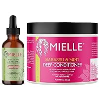 Mielle Organics Rosemary Mint Scalp & Hair Strengthening Oil and Babassu & Mint Deep Conditioner Bundle