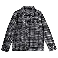 Men's Long Sleeve Plaid Flannel Jacket Long Sleeve Button Down Overshirt Jacket Slim Fit Warm Outdoor Shirts