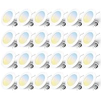 24 Pack Retrofit LED Recessed Lighting 6 Inch, Selectable 2700K/3000K/4000K/5000K/6000K, Dimmable Ultra-Thin Flat LED Can Lights, 10W=110W, 1000LM, IC & Damp Rated, ETL & FCC Certified