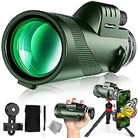 40X60 Monocular Telescope, High Power Monocular for Adults with Phone Adapter& Tripod& Hand Strap, Low Night Vision Monocular, Equipped with BAK4 Prism for Bird Watching and Traveling Concert 5