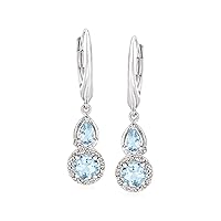 Ross-Simons 1.25 ct. t.w. Aquamarine and .13 ct. t.w. Diamond Drop Earrings in Sterling Silver