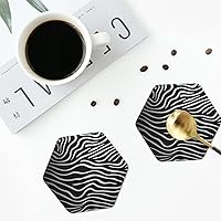Black and White Grain Print Coasters for Drinks 4 Pack Non-Slip Leather Coasters Round Cup mat for Home Tabletop Decor 4 Inch