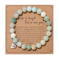 SBI Jewelry Pink Brown Green Heart Love Stretched Bracelet for Women Girl Beaded Stranded Wrap Charm Lava Stone Natural Spiritual Relief Energy Support Birthday Anniversary