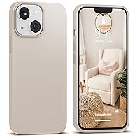 IceSword iPhone 13 Stone Case 6.1” (2021), Liquid Silicone Slim Shockproof Phone Case Cover, Soft Anti-Scratch Microfiber Lining, Matte Beige, Tan, Cream, Protective Compatible iPhone 13 - Stone