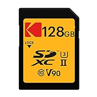 Kodak 128GB UHS-II U3 V90 Ultra Pro SDXC Memory Card - Up to 3000MB/s Read Speed and 270MB/s Write Speed