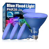 PAR38 Flood Blue Light Bulb,4 Pack-Dimmable,E26 Base Blue Flood Light Outoor(20W Replace to 200W),Blue Light Bulb Outdoor Porch,Colored Light,Spot Light,Halleween,Christmas Lighting