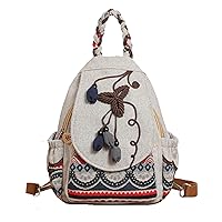 women casual boho woven medium canvas prime travel laptop backpack hippie embroidered vintage backpack Wind chime