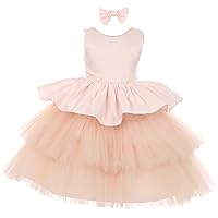 BNY Little Girls Rhinestones Satin Tulle Baby Infant Toddler Flower Girl Dress