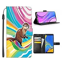 Wallet Case for Samsung Galaxy A01 A01 Core A02S A03S A03 A04 A04e A10 A10e A10s A11 A12 A13 A14 A20s A20e A21s A22 A23 A24 4G/5G with Cute Otter-AC35 with Card Clip