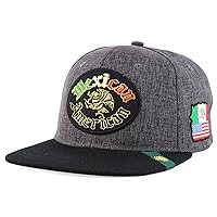 Trendy Apparel Shop Mexican American Embroidered Flatbill Snapback Cap