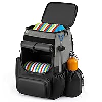 Disc Golf Bag-Heavy Duty 600D Polyester Disc Golf Bag with Insulated Cooler-Disc Golf Backpack with 26+ Discs Capacity and multiple pockets-Lightweight and Durable