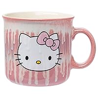 Silver Buffalo Sanrio Hello Kitty Pink Bow Reactive Glaze Ceramic Camper Mug, 20 Ounces