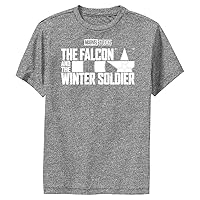 Marvel Falcon & The Winter Soldier Shield Logo V2 Boys T-Shirt, Charcoal Heather, Medium