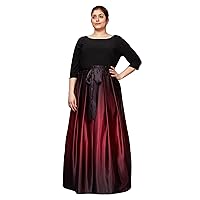 S.L. Fashions Women's Plus Size Long 3/4 Sleeve Satin Party Dress with Pockets