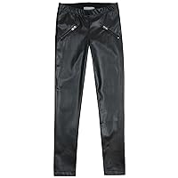 Girls' Leggings with Pleather Front Laila, Sizes 7-14 Black