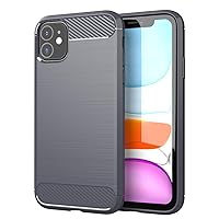 Case for Apple iPhone 11 - Cover in Brushed Gray - Mobile Phone Cover Made of TPU Silicone in Stainless Steel Carbon Fiber Optics - Silicone Cover Ultra Slim Soft Back Cover Case Bumper