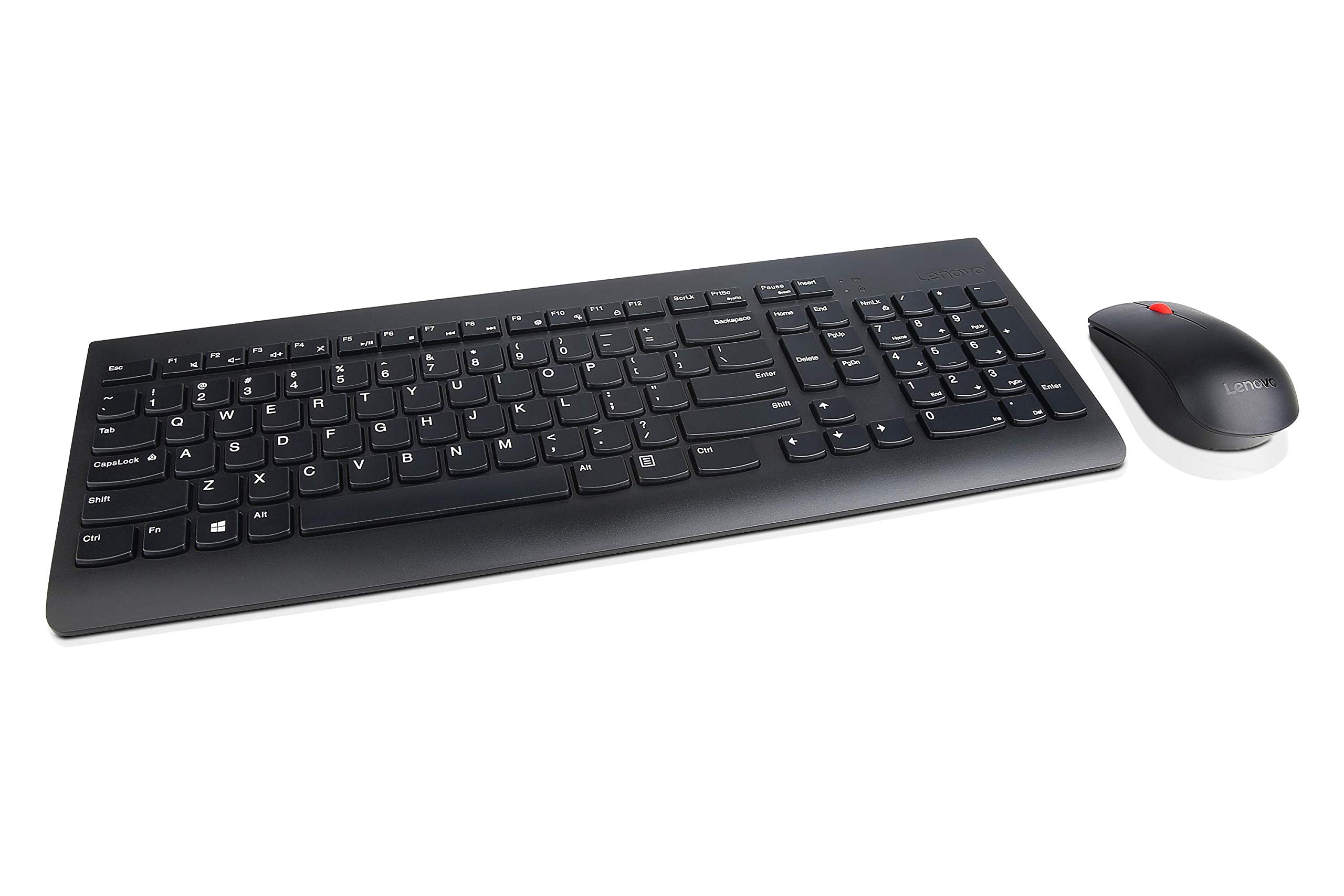 Lenovo 510 Wireless Keyboard & Mouse Combo, 2.4 GHz Nano USB Receiver, Full Size, Island Key Design, Left or Right Hand, 1200 DPI Optical Mouse, GX30N81775, Black