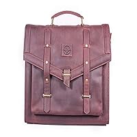Vintage Russet 100% Leather Men Messenger Bag 15.5inch Laptop office Executive Bag (Inside & outside Full Leather)